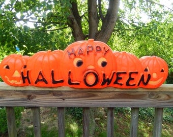 vintage Halloween blow mold, large 5 pumpkin blow mold, Dan Featherstone, Halloween decor