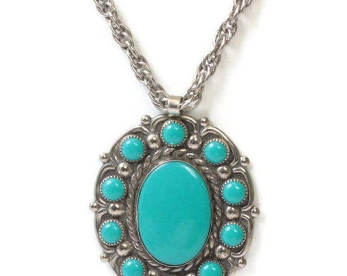 CIJ Sale Faux Turquoise Southwestern Style Pendant Necklace Bell Trading Co