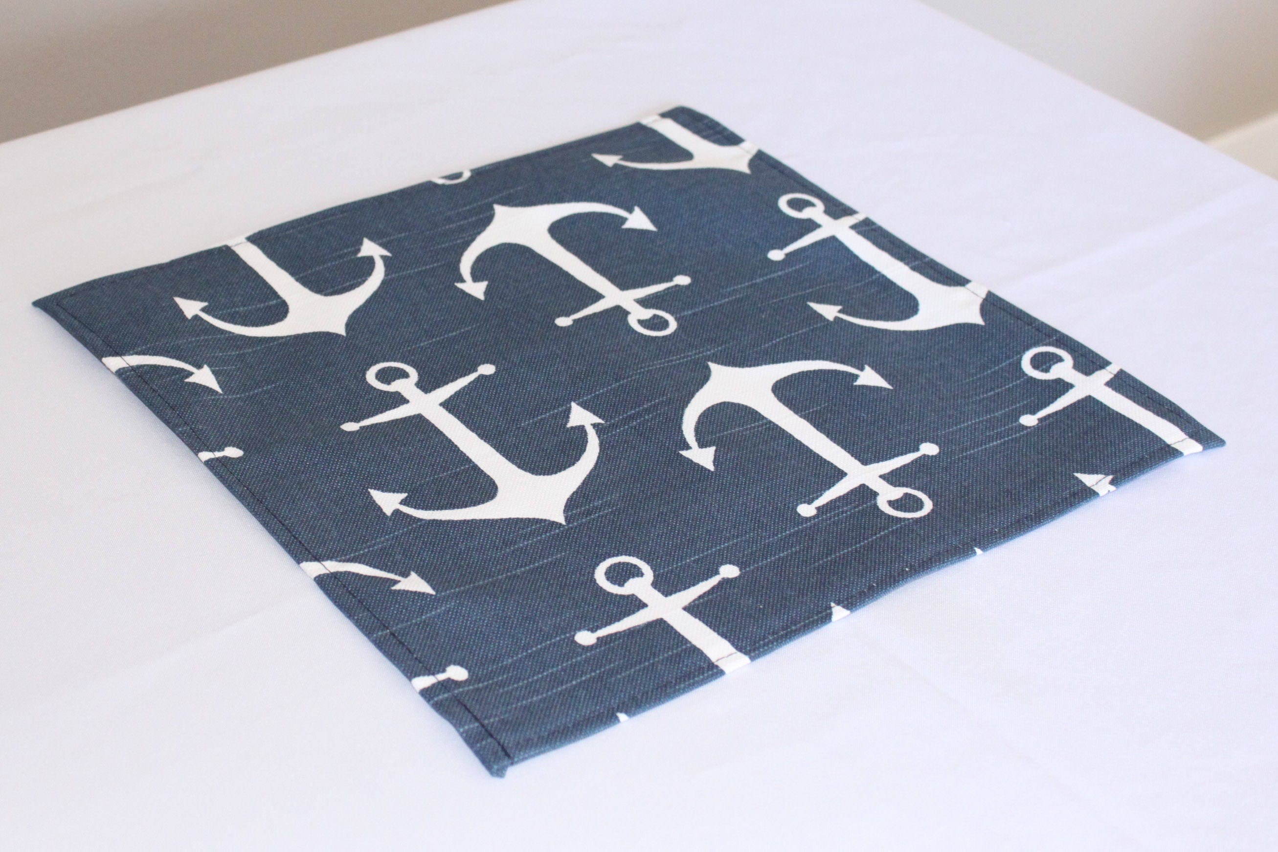 Navy anchor placemat Nautical wedding decor Nautical