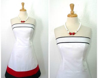 Vinage Cotton Dress Strapless Sundress White Full skirt pin-up party, Summer fashion dress XSmall