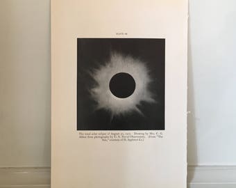 1894 SUN SOLAR ECLIPSE lithograph original antique celestial