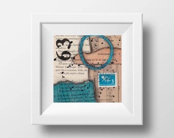 63 - an original mixed media collage - 4" x 4"