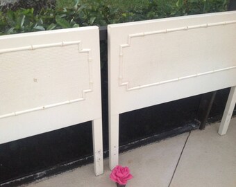 FAUX BAMBOO HEADBOARDS / Pair of Faux Bamboo Twin Headboards / Twin Faux bamboo Headboards / Hollywood Regency Style at Retro Daisy Girl