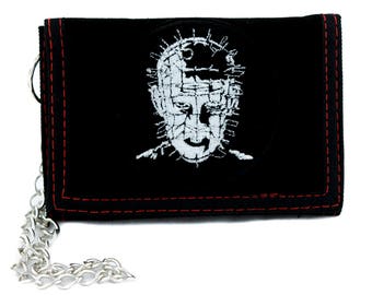 Hellraiser Pinhead Tri-fold Wallet w/ Chain Occult Horror Movie Clive Barker - YDS-EMPA-010-WALLET