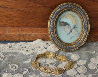 Vintage Sterling Filigree Bracelet with Gold Vermeil Wash
