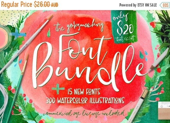 80% OFF Sale Digital fonts Bundle, 92 Percent OFF Sale, modern Calligraphy, Script, Wedding, Invites, Handpainted Watercolor Clipart, Digit