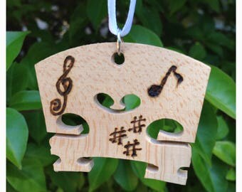 Wood Burning Music Notes Ornament on Violin Bridge