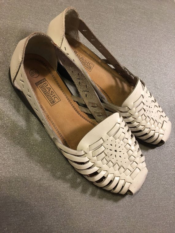 White Woven Huarache Sandals 80's