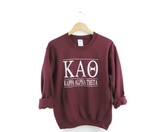 New Kappa Alpha Theta Maroon & More Stripe Crewneck Sweatshirt // Size S-3XL // You Pick Color