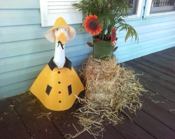GOOSE CLOTHING - Yellow Rain Coat for your Lawn Goose - Clothing - Rain Slicker - Plastic or Cement lawn goose clothing