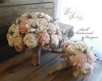 Rustic Blush Pink Wedding Bouquet Sola Flowers Burlap Lace Rustic Blush Pink Wedding Bouquet Sola Flowers Burlap Lace