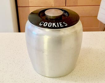 Vintage Kromex Cookies Canister, Kitchen Canister Cookie Jar, 1950s Kitchen, Retro Kitchen, Cannisters, Art Deco