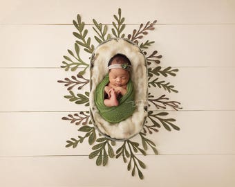 Digital Backdrop-"Farmhouse Greens"-Cream fluff- Newborn- Digital Background