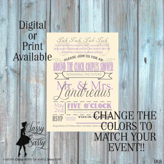 Around the Clock Invitation, Couples Shower Invitation 008