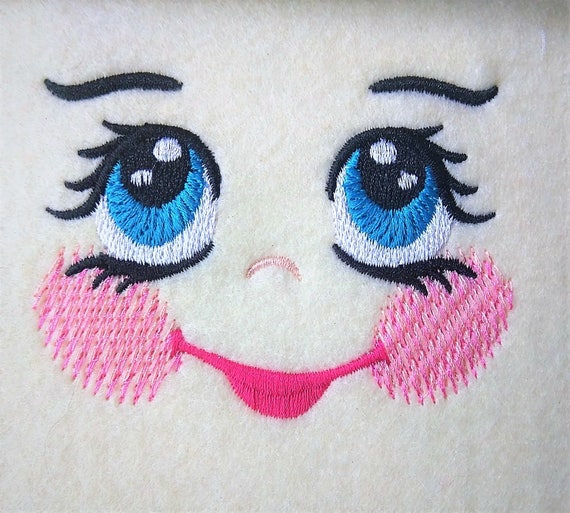 Face doll face dolly face little embroidery face