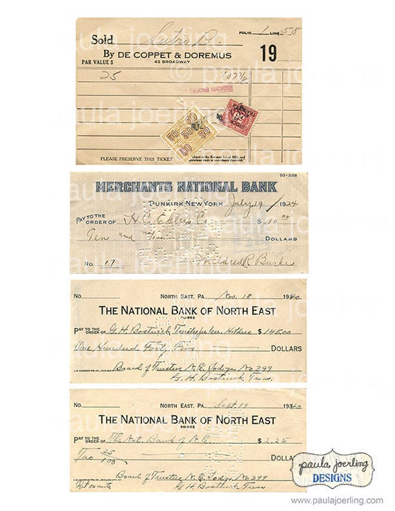 Printable Old Receipts, Digital Download, Vintage Ephemera, Scrapbook ...