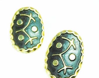 Vintage Earrings Silver Black Modernist Abstract Statement Boho Avant Garde