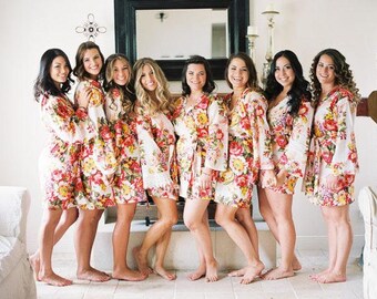 30% OFF SALE - Floral Bridesmaid Robes - Bridesmaid robe - Cotton Robe - Kimono Robe - Bridesmaid Gifts