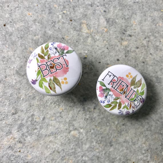 Best Friends pins button 1 necklace charm