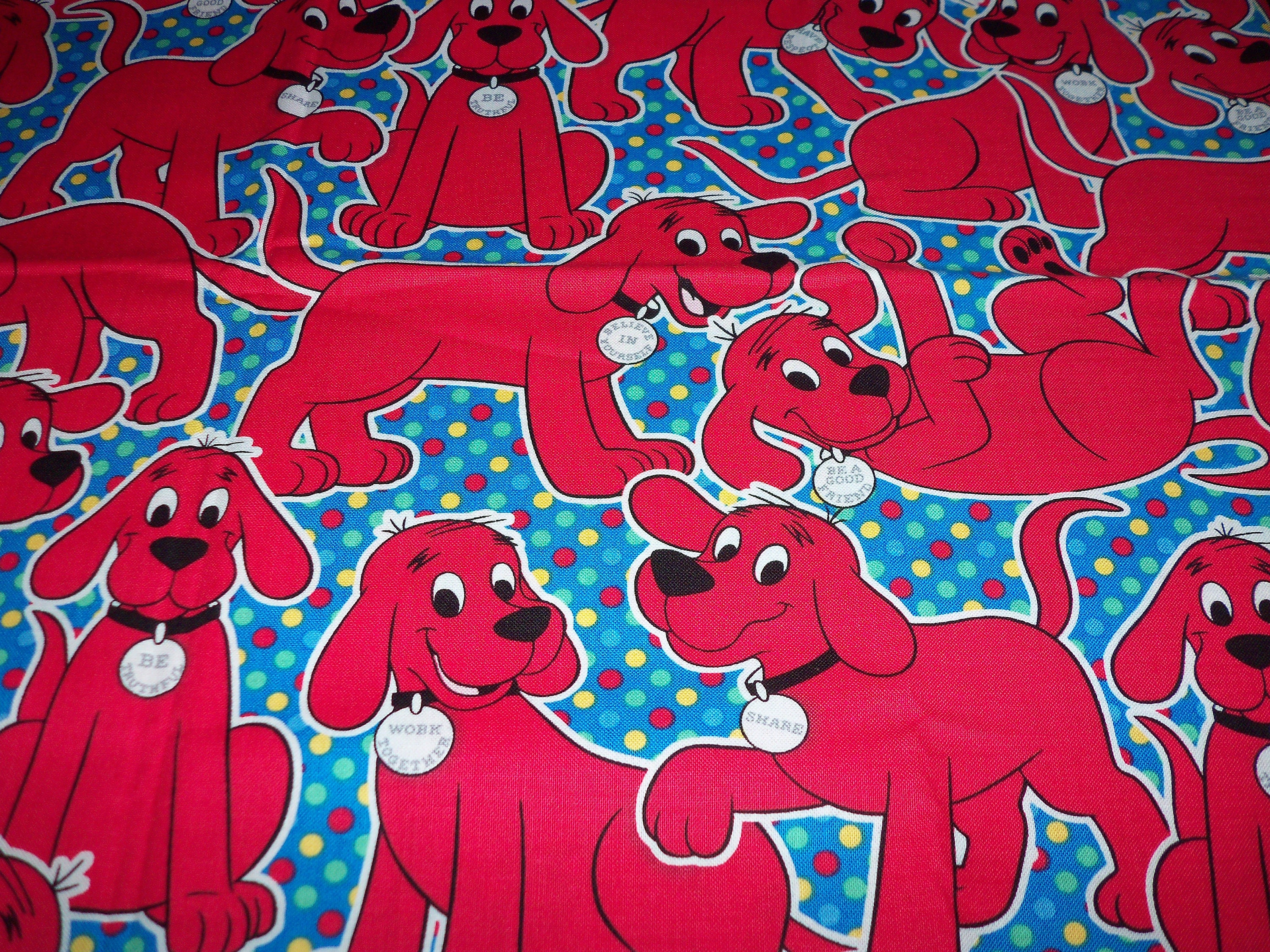 Clifford The Big Red Dog Fabric Rare & Hard To Find By Fat