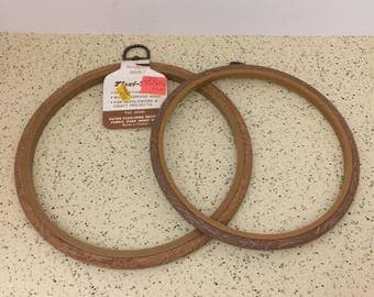 2 Faux Wood Embroidery Hoops 7" and 8"