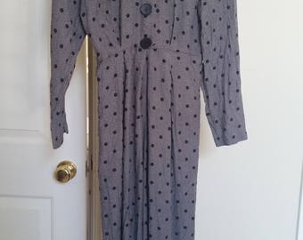 grey black polka dot jumpsuit button XS S cdg comme des garcons junya wantanabe