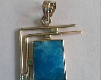 Turquoise Smithsonite gemstone sterling silver pendant