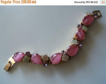 Now On Sale Vintage Pink Rhinestone Bracelet 1950's Collectible Mad Men Mod Mid Century Hollywood Regency Rockabilly Jewelry