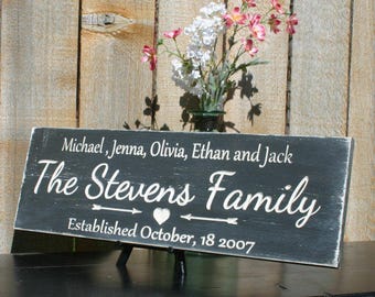Personalized Family Name Sign Wedding Last Name Sign Family Established Sign Carved Hand Painted Wedding Gift Anniversary Gift Shower Gift