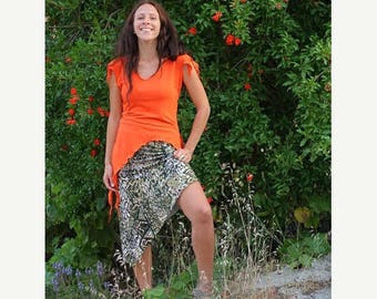 ON SALE SALE 30% Off Asymmetrical Knee Length A-line Skirt, Womens Jersey skirt, Casual knit summer skirt