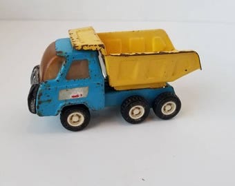 Vintage Buddy L Blue Yellow Toy Truck Dump Truck Metal Small Christmas Decor