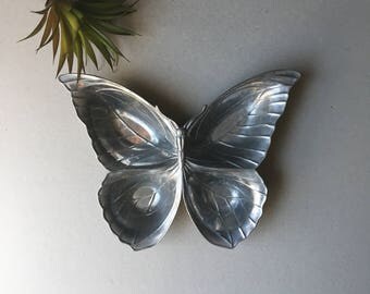 Silver Butterfly Trinket Dish FITZ and FLOYD, Butterfly Snack Plate, Butterfly Dish Butterflies Ring Dish, Catch All, MCM, Boho Home Decor