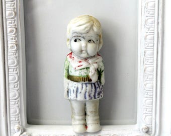 vintage penny doll cowgirl, frozen Charlette bisque doll