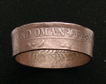 Very Rare Copper Muscat & Oman 1/4 Anna Coin Ring, Ring Size 9 1/2 and Double Sided