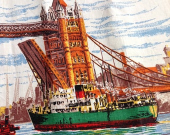 Vintage London tea Towel tower bridge Ireland linen maylin