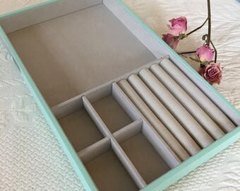 Supply Jewelry Tray. Tiffany Blue and Beige Jewelry Keeper. Jewelry Organizer. Stackable Jewelry Tray