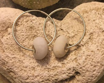 Beach stone jewelry- Beach stone hoop earrings