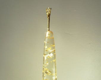 Résine fausse bougie avec feuille d’or pur, 1970, Fausse bougie inclusion feuille d’or