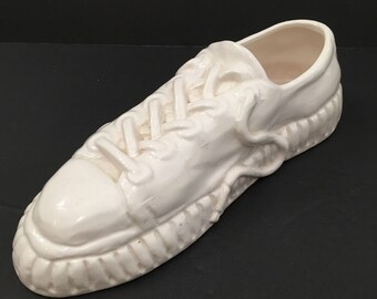 Vintage Fitz & Floyd White Ceramic Sneaker Shoe Converse Style 1970's