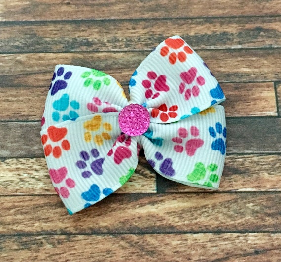 Paw Print Dog or Infant Hair Bow-Paw Print Hair Bow-Adopt a