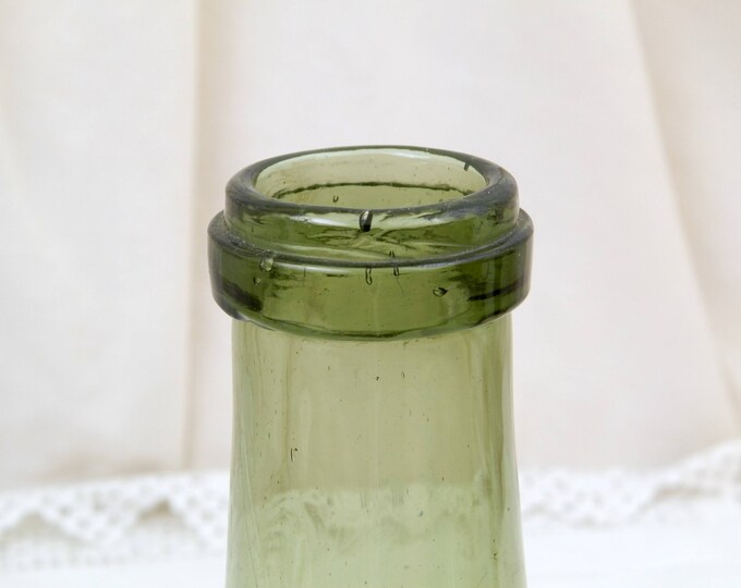 Antique French Green Blown Glass Milk Bottle, Unusual Shaped Bottle from France, Country Farmhouse Decor, Diary Decorators Piece , Vase Antique French Green Blown Glass Milk Bottle, Unusual Shaped Bottle from France, Country Farmhouse Decor, Diary Decorators Piece , Vase