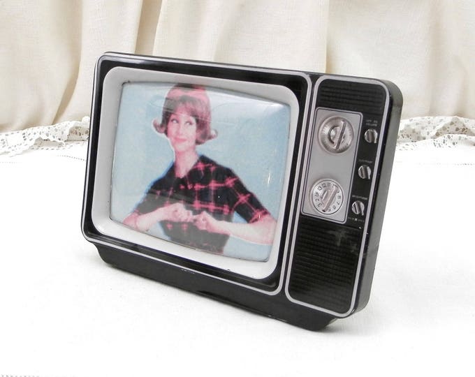 Vintage 1960s Television Screen Picture Frame made of Metal, Retro TV Easel Standing Photo Frame, 1970s Home Interior Decor from France