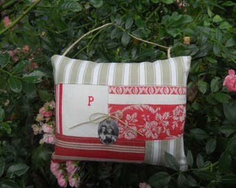 old cloth canvas door linen cushion has mattress ticking portrait Monogram