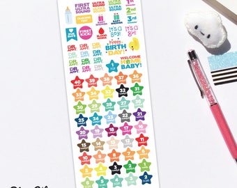 Pregnancy Countdown Stickers, Pregnancy Planner Stickers, Baby Countdown Stickers, Pregnancy Tracker, Tracker Stickers, Sticker Sheet