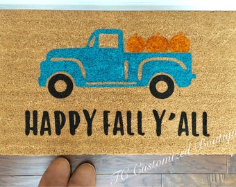 Vintage Truck Fall Doormat, Fall Doormat, Doormat, Mat, Fall Truck Doormat, Fall Mat, Vintage Truck, Pumpkin Doormat, Pumpkins,Truck Doormat