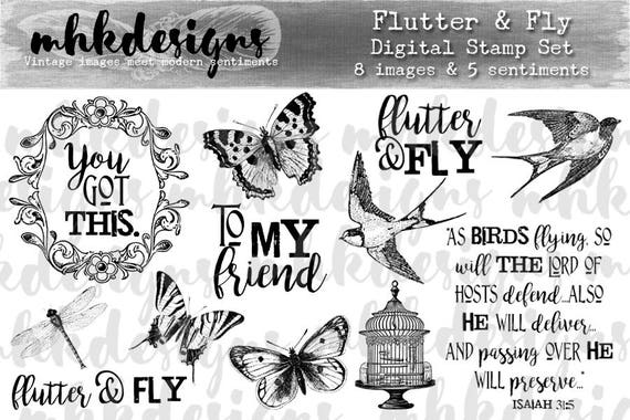 Flutter & Fly Digital Stamp Set