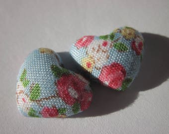 2 heart applique in fabric on metal stick 1.6 cm (W14)