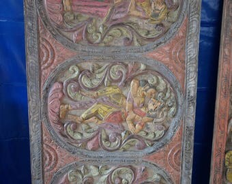 Antique Vintage Kamasutra Decorative Hand Carved Panel Bedroom Decor, Wall Hanging, Wall Decor