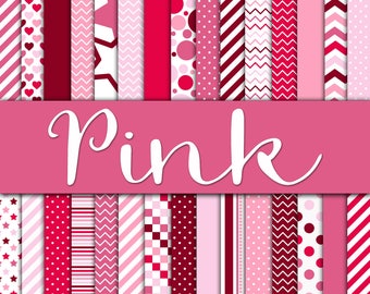 Pink Digital Paper Pack - Shades of Pink Backgrounds and Textures - 30 Papers - 12in x 12in - Commercial Use - INSTANT DOWNLOAD