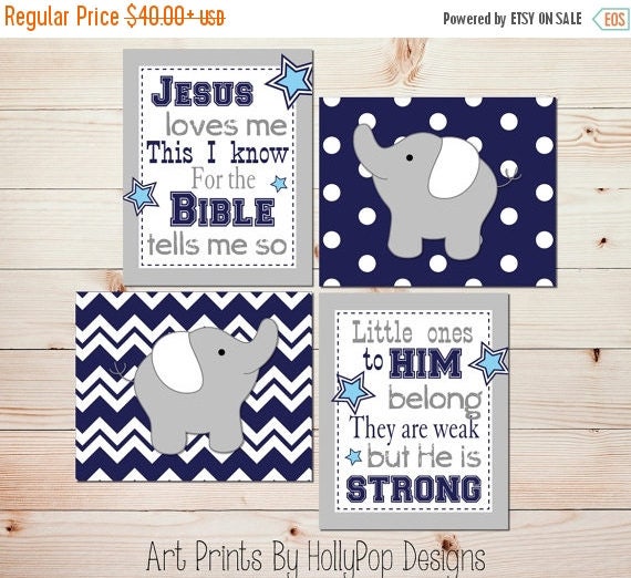 Boy elephant art Navy blue nursery decor Baby boy nursery